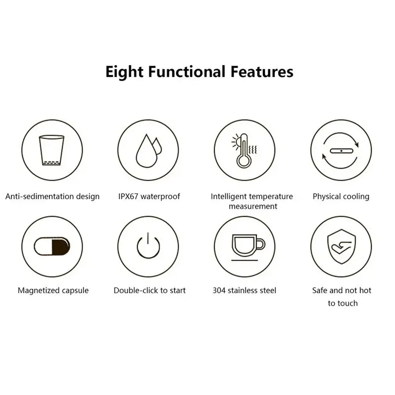 Electric Coffee Mug USB Rechargeable Automatic Magnetic Cup IP67 Waterproof Food-Safe Stainless Steel For Juice Tea Milksha Kitchen Gadgets